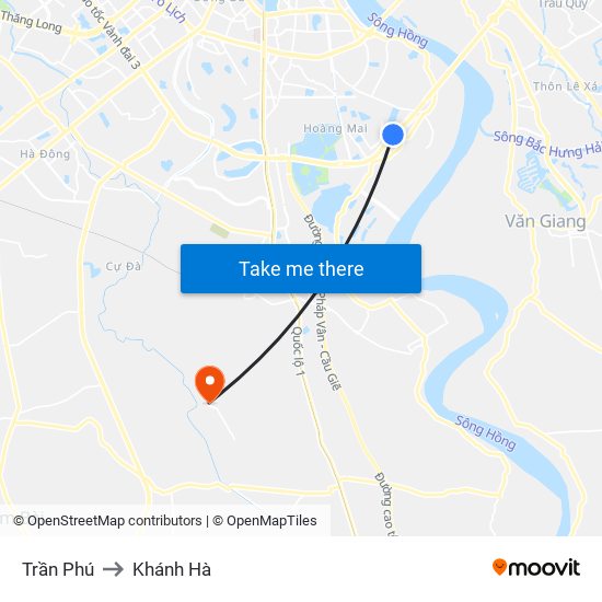 Trần Phú to Khánh Hà map