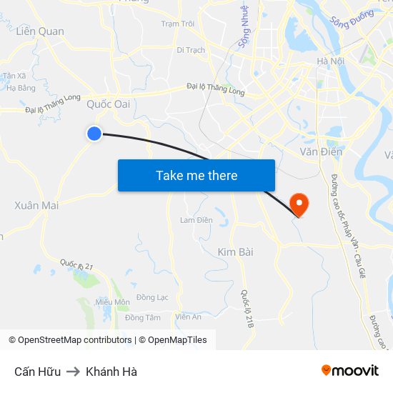 Cấn Hữu to Khánh Hà map