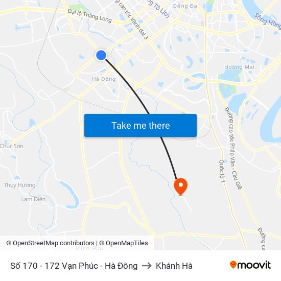 Số 170 - 172 Vạn Phúc - Hà Đông to Khánh Hà map