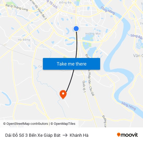 Dải Đỗ Số 3 Bến Xe Giáp Bát to Khánh Hà map