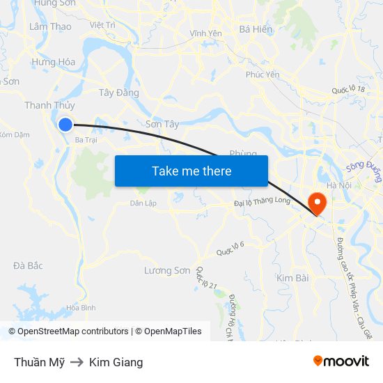 Thuần Mỹ to Kim Giang map