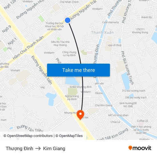 Thượng Đình to Kim Giang map