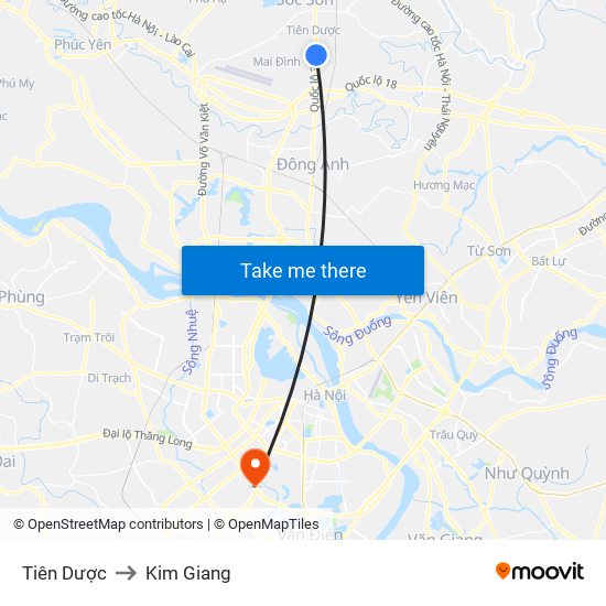 Tiên Dược to Kim Giang map