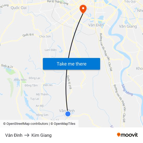 Vân Đình to Kim Giang map