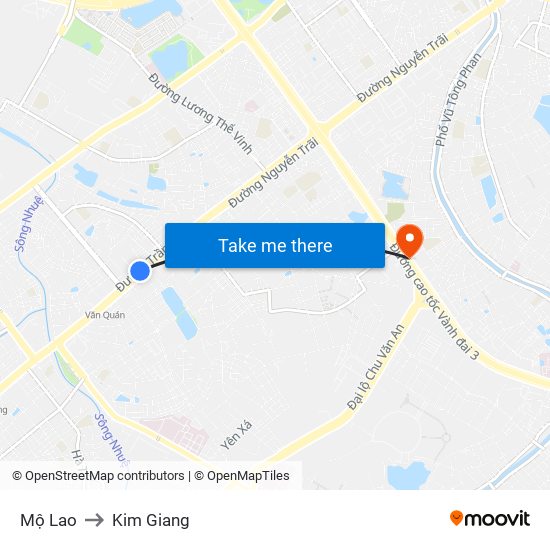 Mộ Lao to Kim Giang map