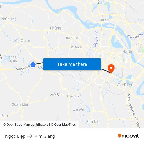 Ngọc Liệp to Kim Giang map