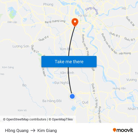 Hồng Quang to Kim Giang map