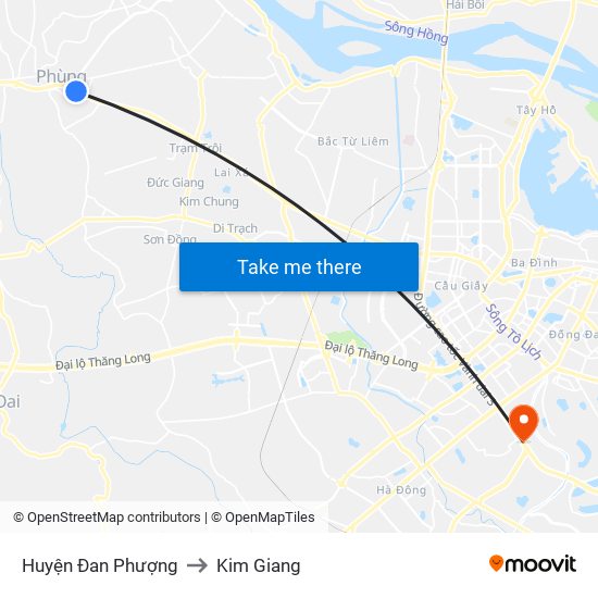 Huyện Đan Phượng to Kim Giang map