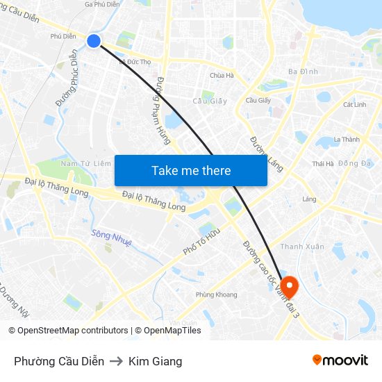 Phường Cầu Diễn to Kim Giang map