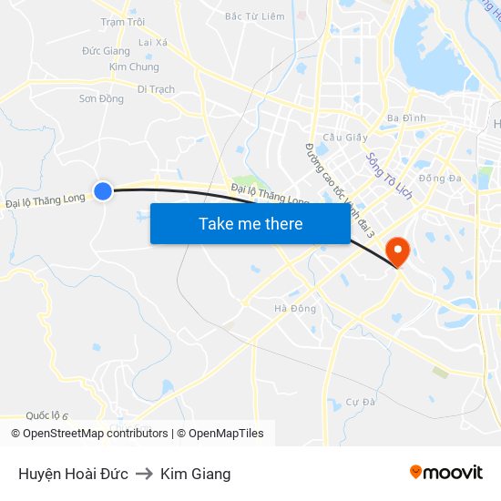 Huyện Hoài Đức to Kim Giang map