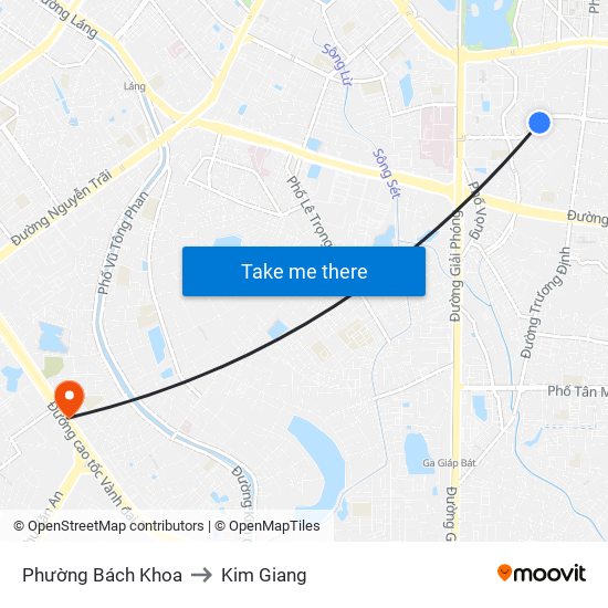 Phường Bách Khoa to Kim Giang map