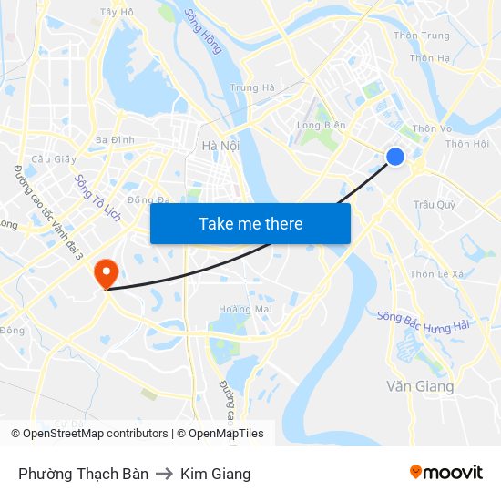 Phường Thạch Bàn to Kim Giang map