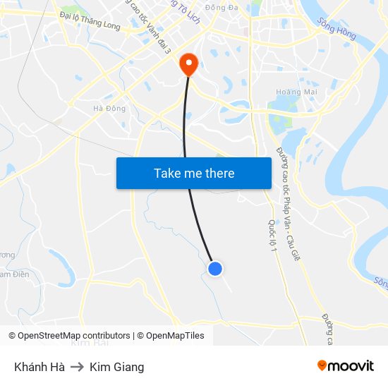 Khánh Hà to Kim Giang map