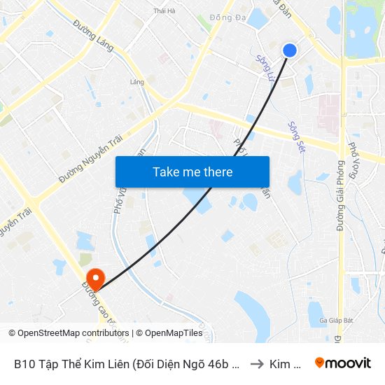 B10 Tập Thể Kim Liên (Đối Diện Ngõ 46b Phạm Ngọc Thạch) to Kim Giang map