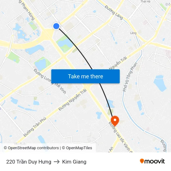220 Trần Duy Hưng to Kim Giang map