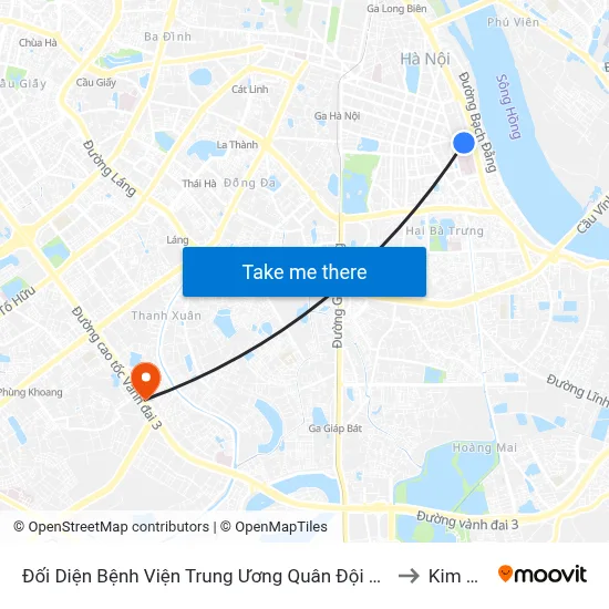 Đối Diện Bệnh Viện Trung Ương Quân Đội 108 - Trần Hưng Đạo to Kim Giang map