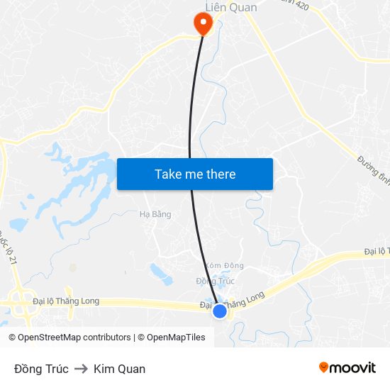 Đồng Trúc to Kim Quan map
