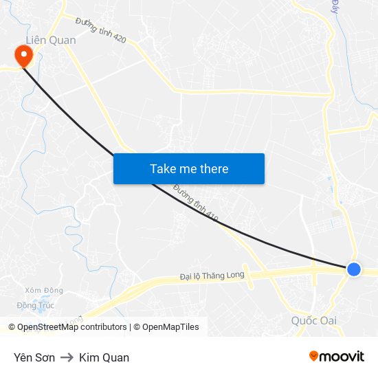 Yên Sơn to Kim Quan map