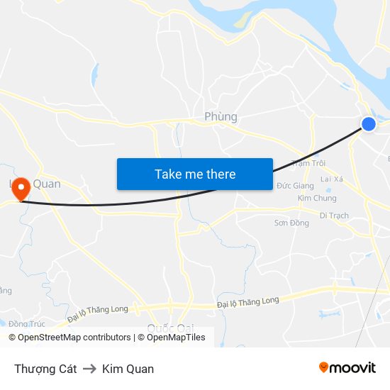 Thượng Cát to Kim Quan map