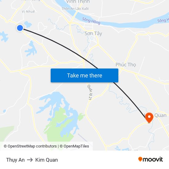 Thụy An to Kim Quan map