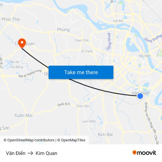 Văn Điển to Kim Quan map