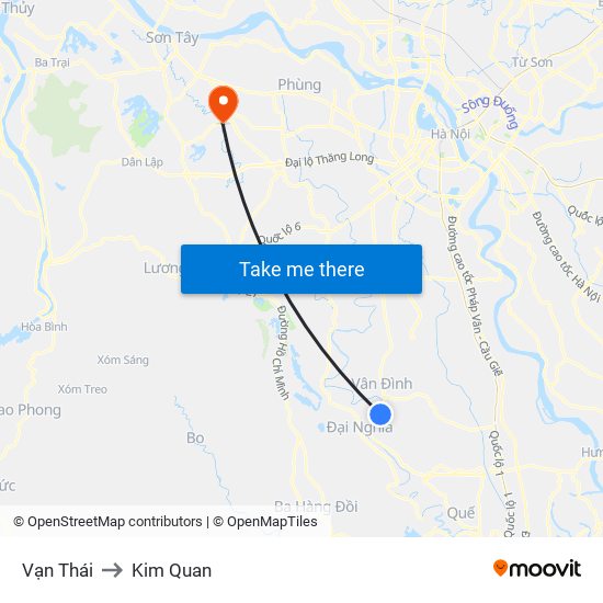 Vạn Thái to Kim Quan map