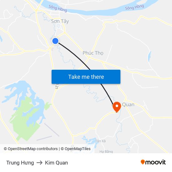 Trung Hưng to Kim Quan map