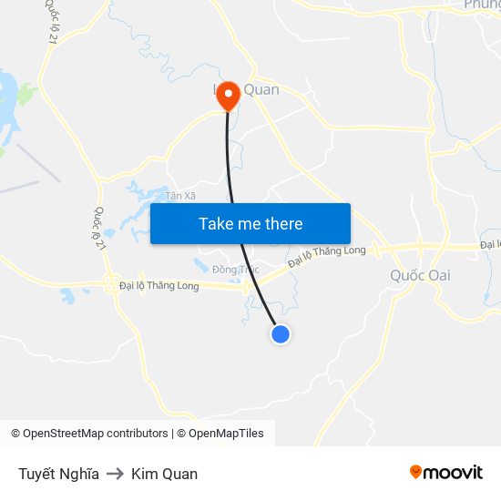 Tuyết Nghĩa to Kim Quan map