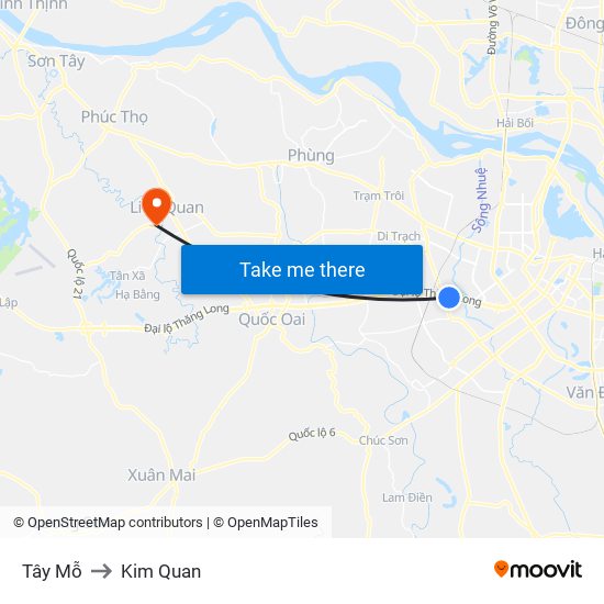 Tây Mỗ to Kim Quan map