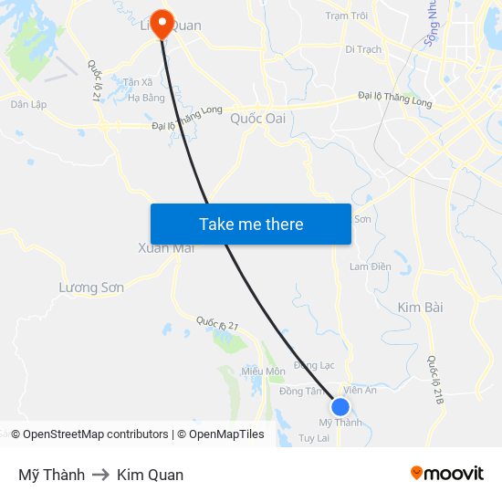 Mỹ Thành to Kim Quan map