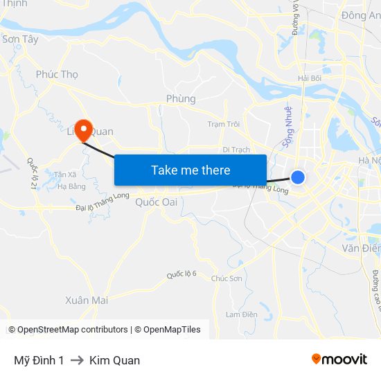 Mỹ Đình 1 to Kim Quan map