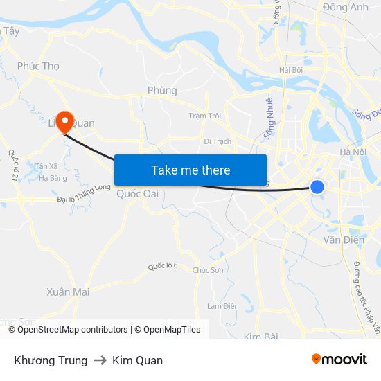 Khương Trung to Kim Quan map