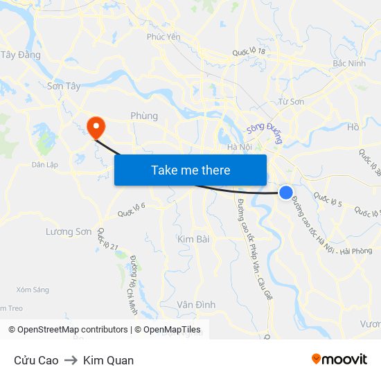 Cửu Cao to Kim Quan map