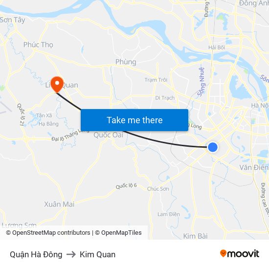 Quận Hà Đông to Kim Quan map