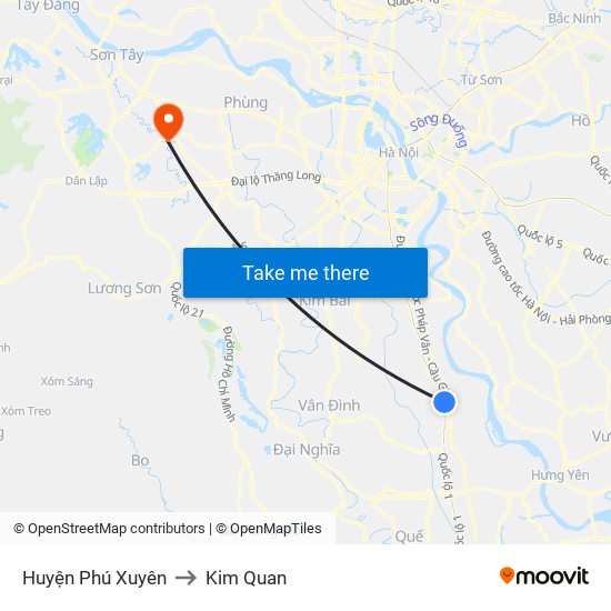 Huyện Phú Xuyên to Kim Quan map