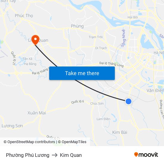 Phường Phú Lương to Kim Quan map