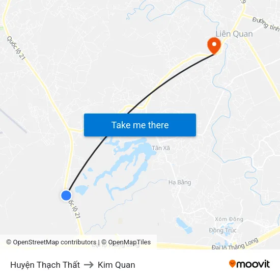 Huyện Thạch Thất to Kim Quan map