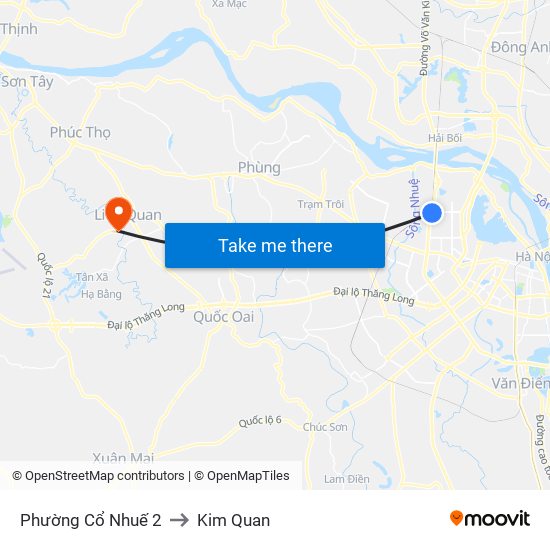 Phường Cổ Nhuế 2 to Kim Quan map