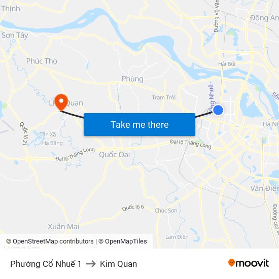 Phường Cổ Nhuế 1 to Kim Quan map