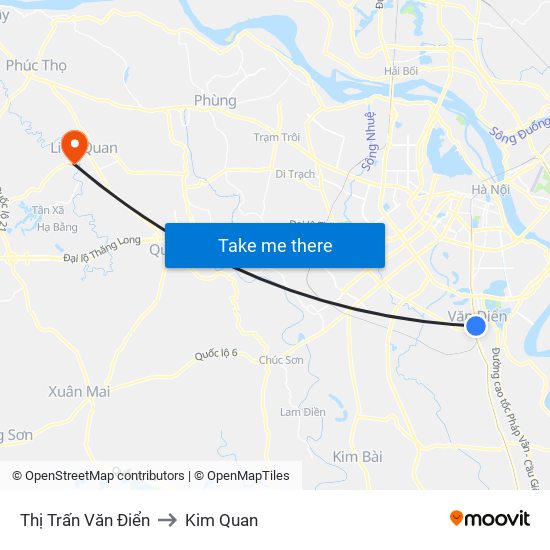 Thị Trấn Văn Điển to Kim Quan map