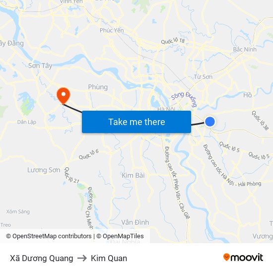 Xã Dương Quang to Kim Quan map