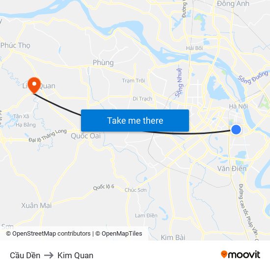 Cầu Dền to Kim Quan map