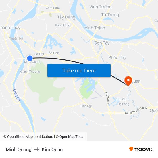 Minh Quang to Kim Quan map