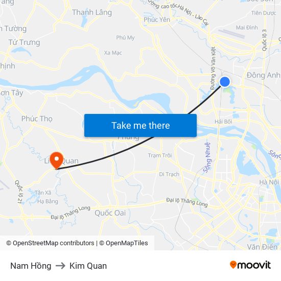 Nam Hồng to Kim Quan map