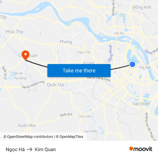 Ngọc Hà to Kim Quan map