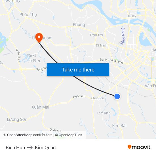 Bích Hòa to Kim Quan map