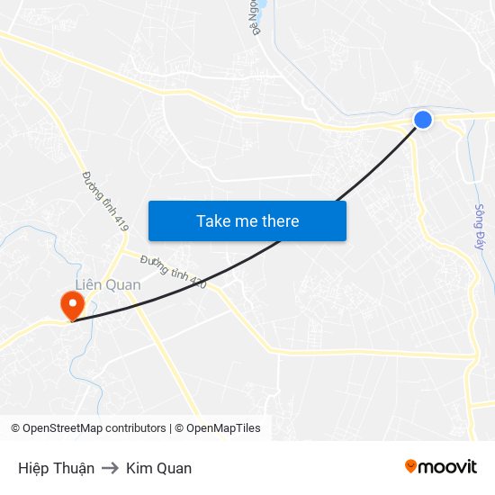 Hiệp Thuận to Kim Quan map