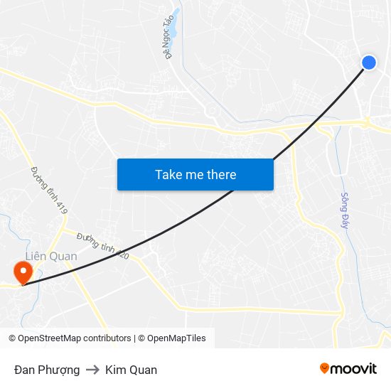 Đan Phượng to Kim Quan map