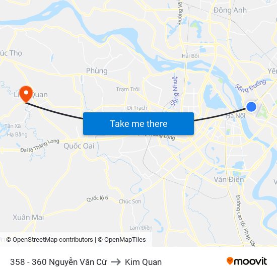 358 - 360 Nguyễn Văn Cừ to Kim Quan map