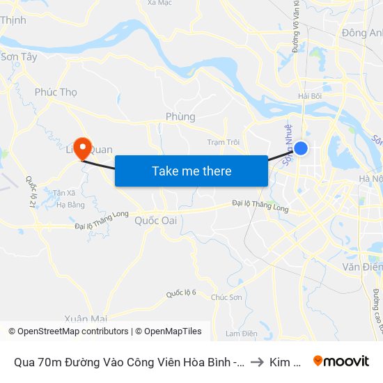 Qua 70m Đường Vào Công Viên Hòa Bình - Phạm Văn Đồng to Kim Quan map